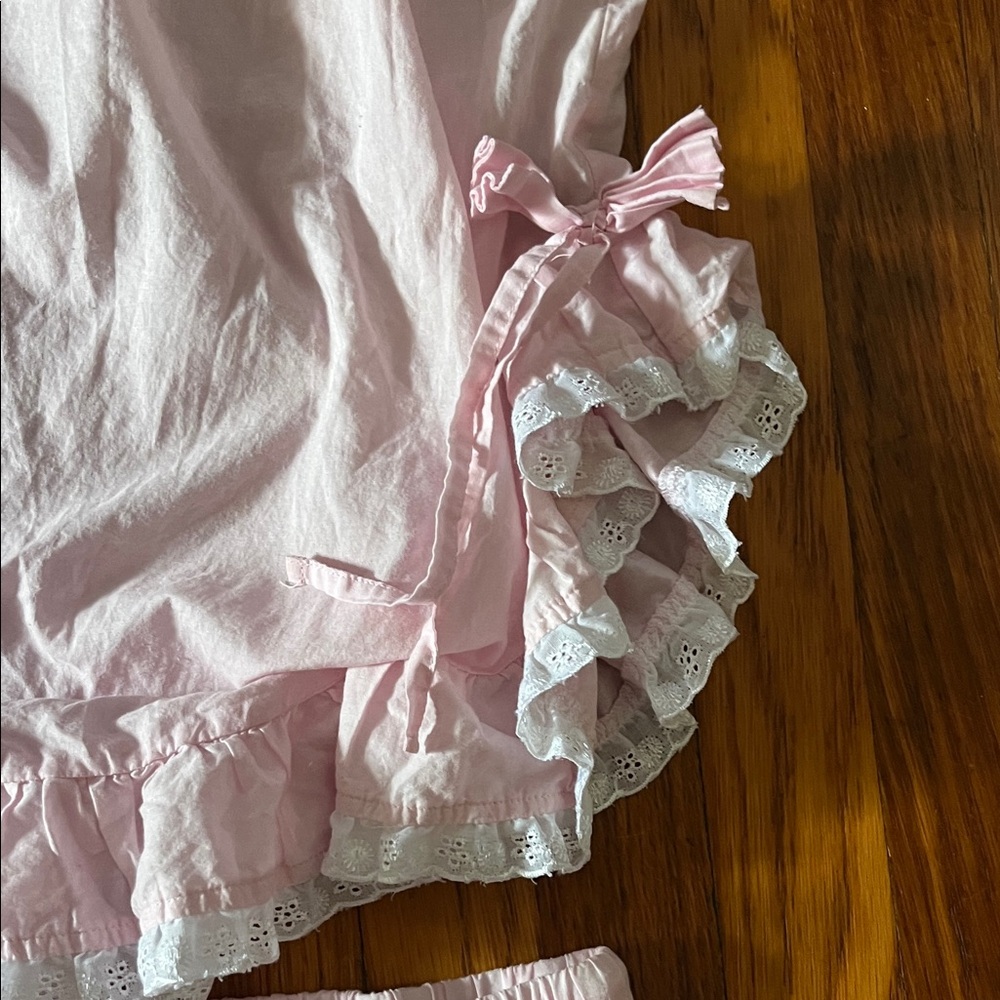 Vintage Retro 1960s Pink Ruffled Lace Cotton Bloomers Baby Doll Pajama Set - Picture 2 of 10